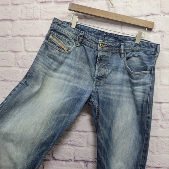 Diesel Zatiny Regular Bootcut Jeans 34x32 Fits 36x34 Distress Button Fly 0803M - Picture 3 of 10